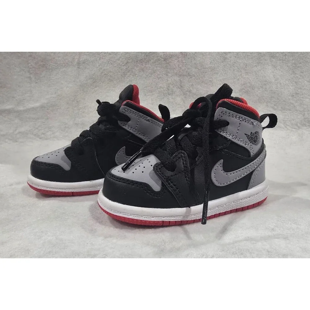 Air Jordan 1 Mid (TD) Baby 4C (Black/Cement Grey-Fire Red-White) DQ8425-006
